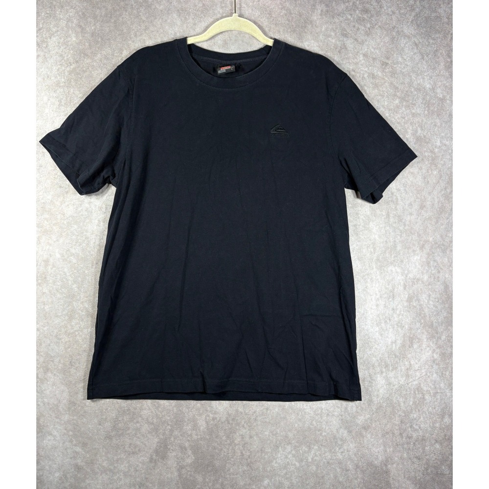 Quiksilver T-Shirt Mens Large Black Solid Cotton Crewneck Short Sleeve Logo Tee